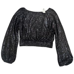 NWT EXPRESS SEQUIN BLACK TOP XS